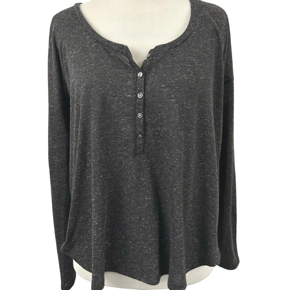Victoria Secret Charcoal Gray Henley Top Long Sleeve Lounge Shirt S